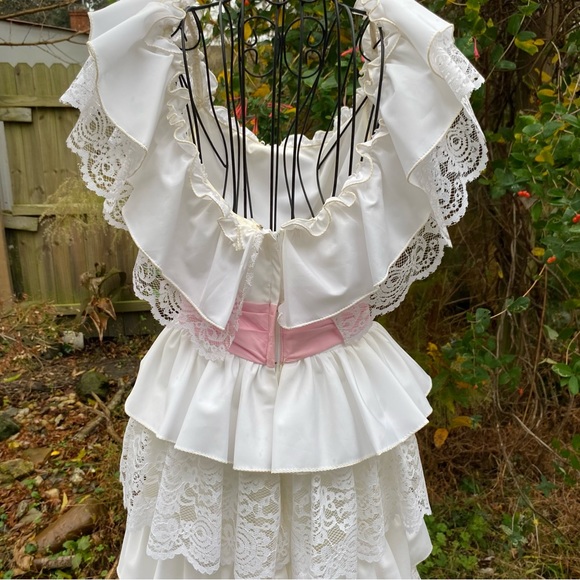 Vintage Lace Tiered Ruffles Cottagecore Praire Gunne Sax Style Dress - Picture 8 of 16